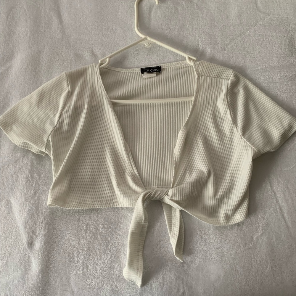 Off-white tie front blouse